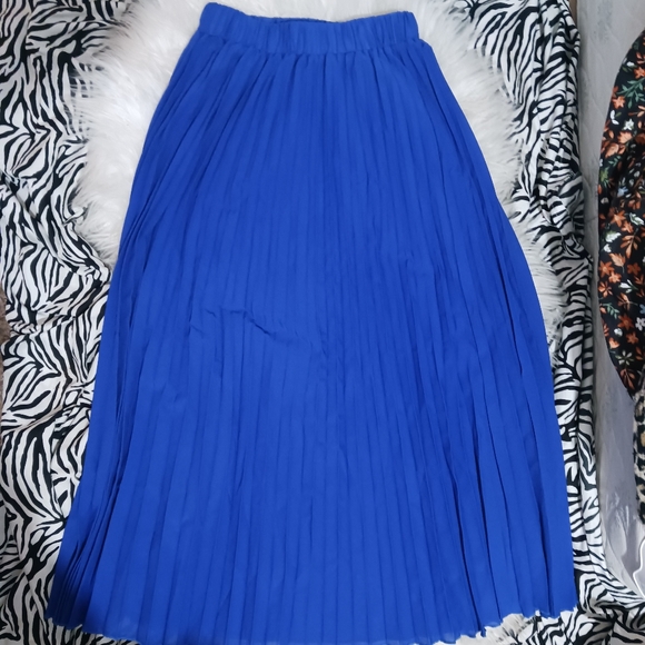 Women Blue belted pleated maxi skirt - Picture 4 of 15